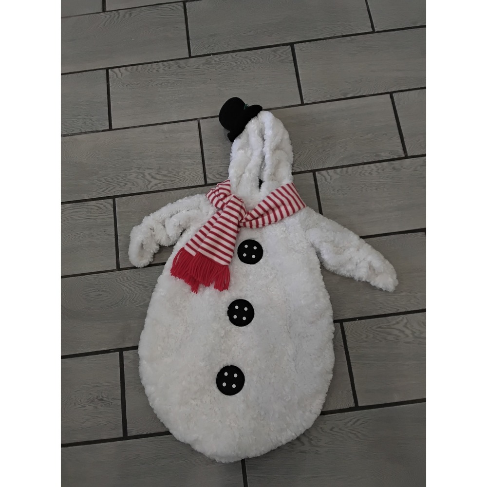 Miniwear Baby‎ Snowman Costume Plush Faux Fur Hooded 0-9 Months White Red
